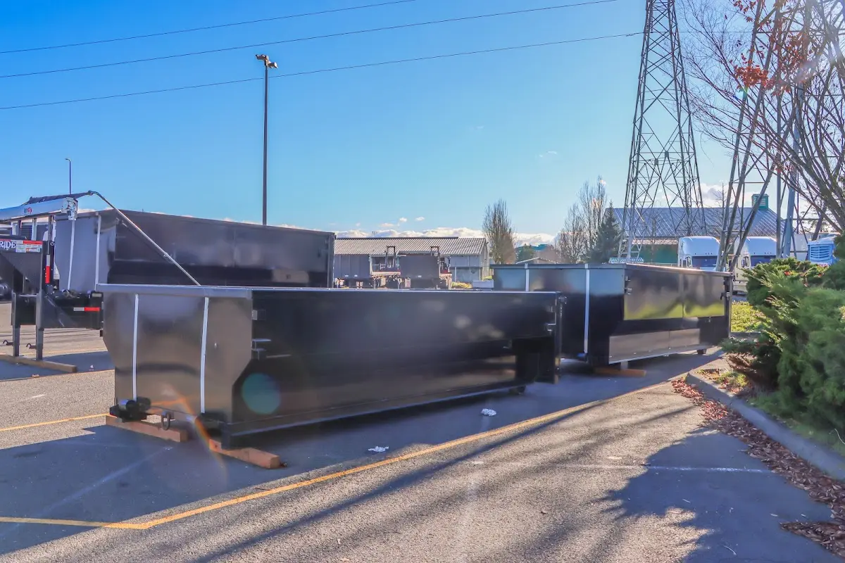 Roll-off dumpster ready for waste disposal at job site for Cleanout Dumpster Rental in Richmond West